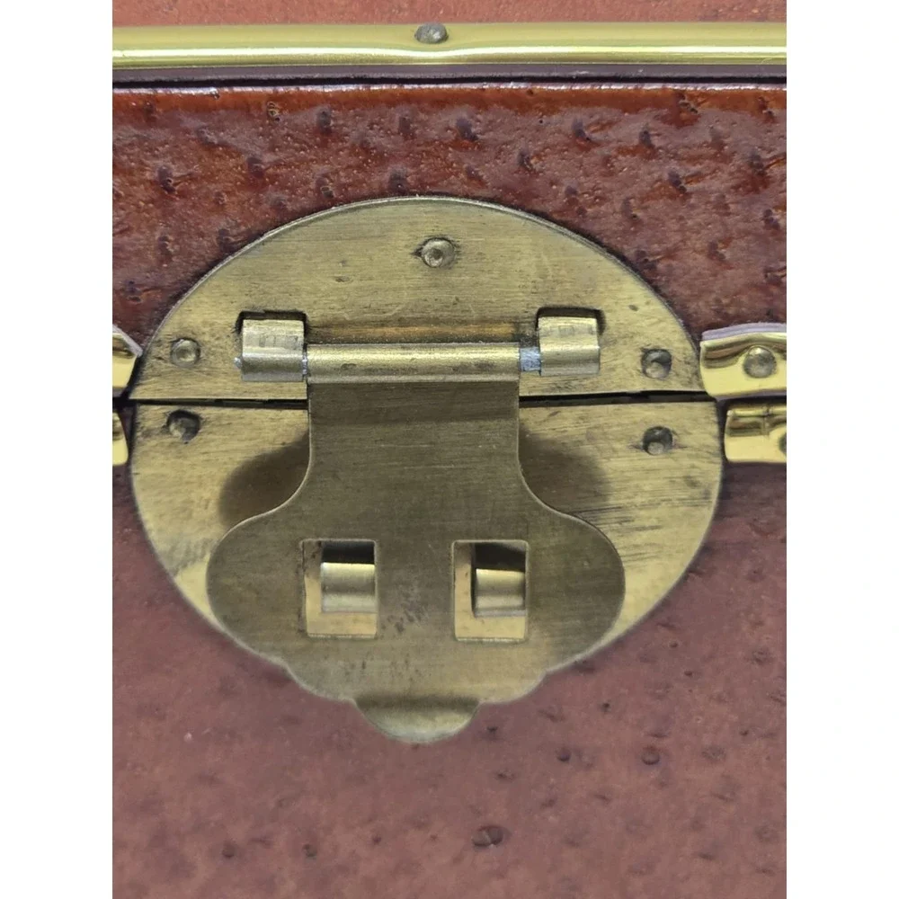 Chinese Leather Covered Trinket‎ Box With Sticker Jewelry Box